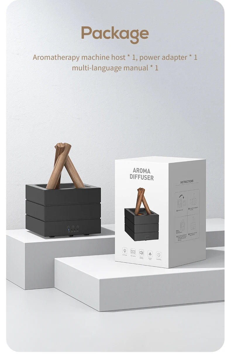 NEWSTYLE Simulated Flame Aroma Diffuser – Bonfire LED Ultrasonic Cool Mist Humidifier & Essential Oil Diffuser, 280ml (9.5 fl oz) with Remote