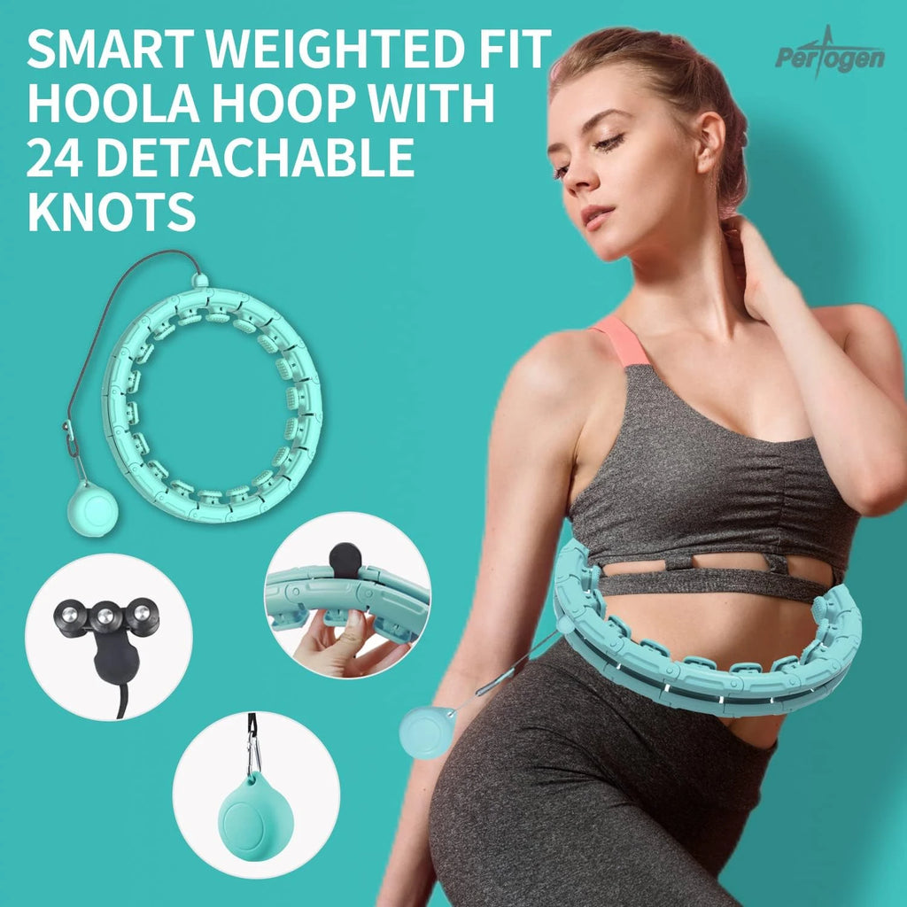 Weighted Hula Hoop for Adults - 24 Detachable Segments, Pink | Waist Training & Home Fitness