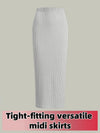 Plus Size Knit Midi Skirt – Slim Fit with Elastic Waist (1XL–4XL)