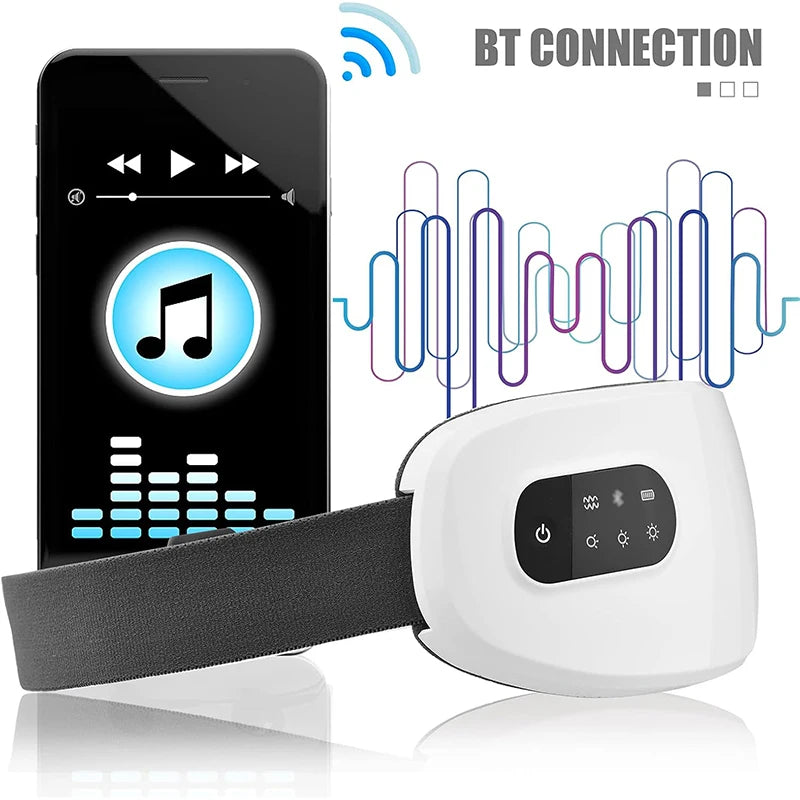 16D Heated Bluetooth Eye Massager - Smart Airbag Vibration Hot Compress, Foldable Rechargeable Eye Spa for Eye Fatigue, Dark Circles & Sleep