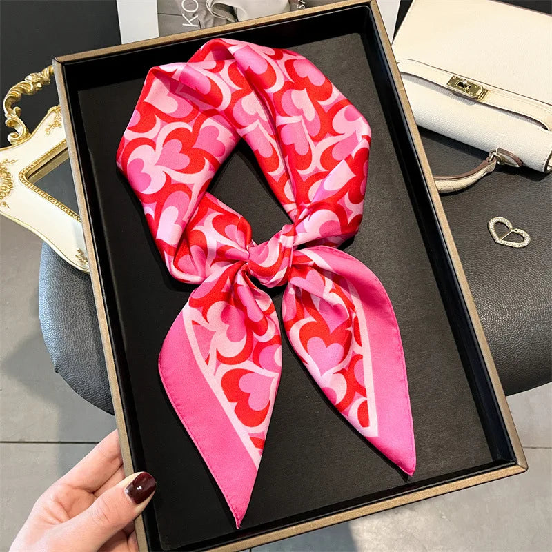 Luxury Horse Print Silk-Feel Square Scarf 70 x 70 cm (27.6 x 27.6 in) – Women's Neck, Hair, Foulard, Bandana