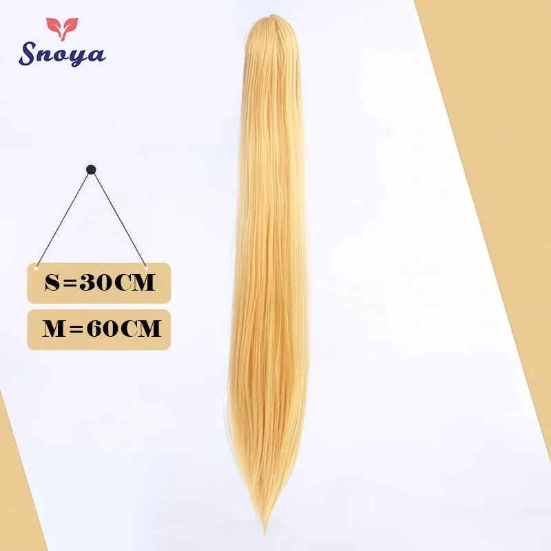 Snoya Clip-In Long Straight Ponytail Extension 60 cm / 30 cm (23.6 in / 11.8 in) Heat-Resistant Synthetic Claw Clip for Cosplay, Red, Purple, Pink, Blue
