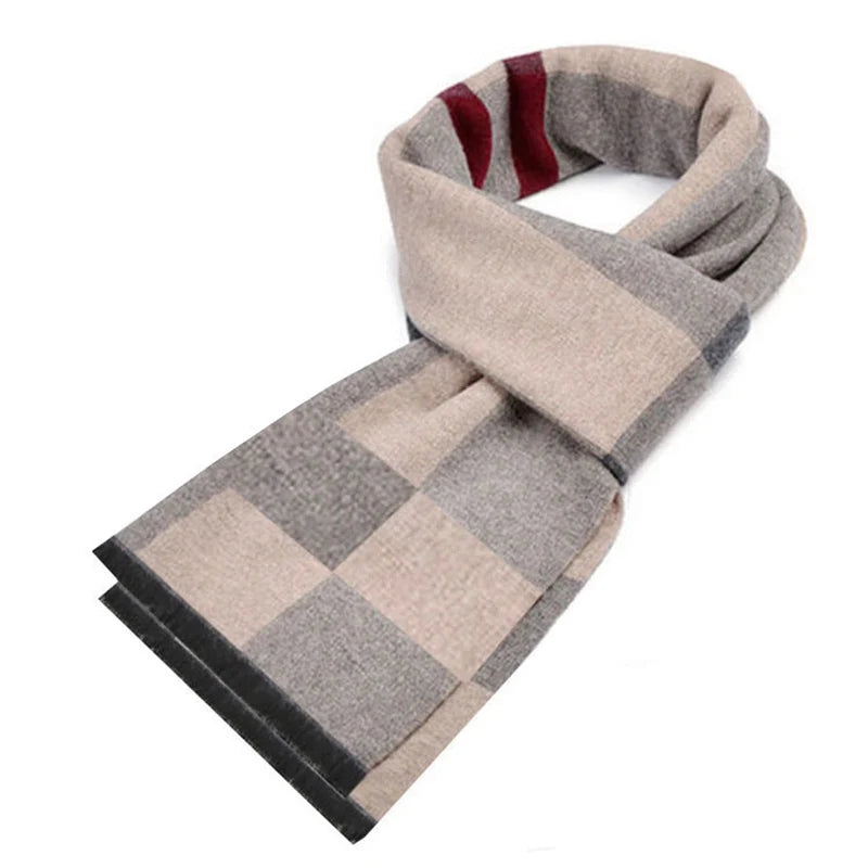 Men's Cashmere-Feel Scarf 180 x 31 cm (71 x 12 in) Plaid Stripe Pashmina Shawl Warm Winter