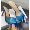 Transparent Pointed Stiletto Mules - Women's Clear High Heel Slip-On Sandals, 3.1 in (8 cm)