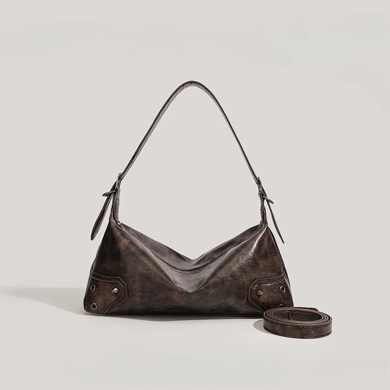 PU Leather Baguette Bag – Women's Zipper Shoulder & Crossbody Handbag for Everyday Use & Gifts