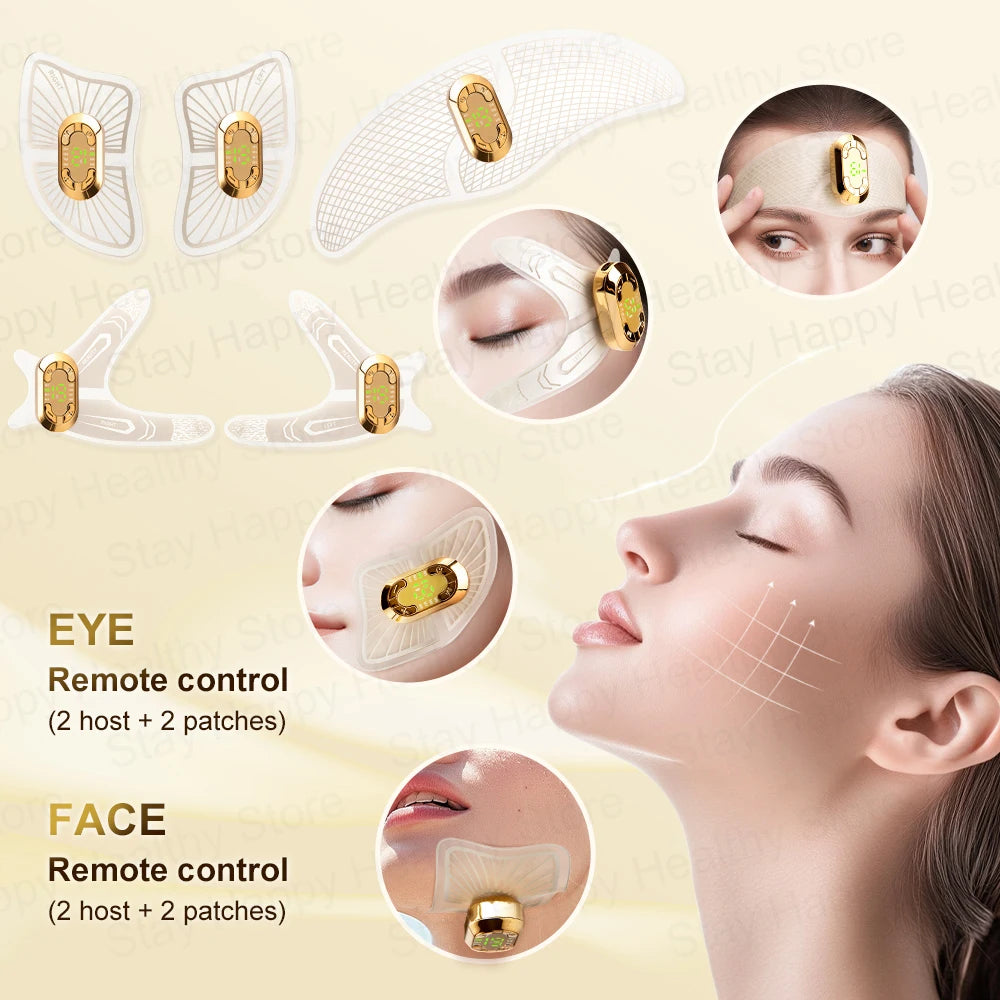 EMS Microcurrent Eye & Face Massager - Eye Lifting Device for Dark Circles, Puffiness & Wrinkle Reduction