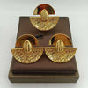 African-Inspired 18k Gold-Plated Jewelry Set - Necklace, Clip Earrings, Cuff Bangle & Ring
