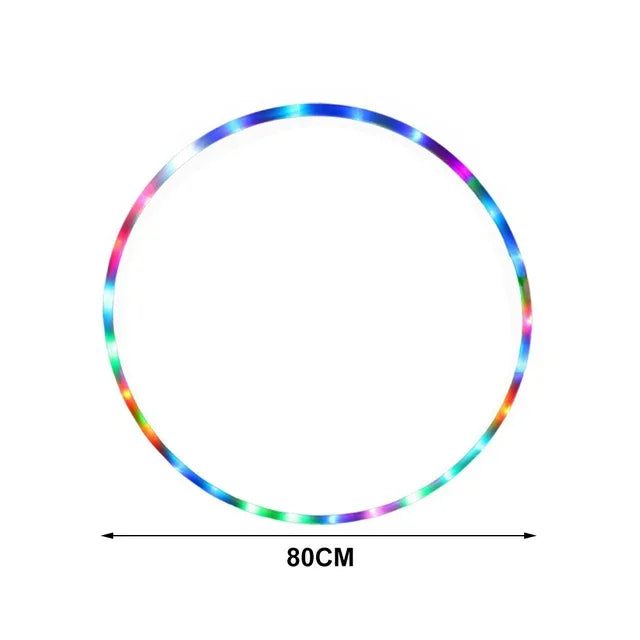 LED Flashing Fitness Hula Hoop 90 cm (35.4 in) 7-Color Portable Weighted Exercise Hoop for Waist & Core