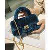 Plush Lamb Fur Small Handbag for Women Soft Chain Shoulder Clutch Square Fur Purse