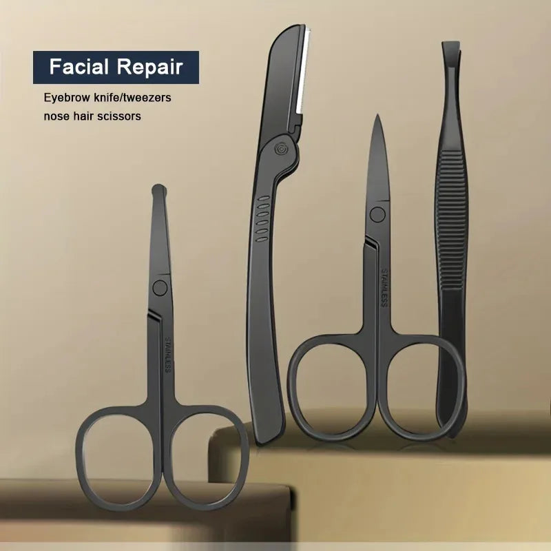 8/12/15/20/24-Piece Stainless Steel Manicure & Pedicure Kit - Nail Clippers, Cutters, Scissors & Ear Spoon Tools