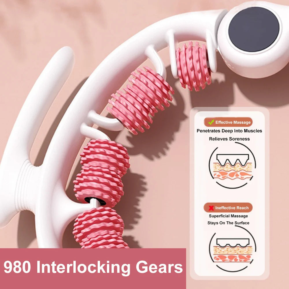 8-Wheel Full-Coverage Manual Massage Roller – Deep Tissue Leg, Arm & Waist Massager