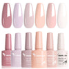 Hema-Free TPO-Free Gel Nail Polish 7.5ml, Glitter Jelly & Nude Shades, Soak-Off UV/LED Full Coverage French