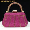 Rhinestone Evening Clutch Diamond-Style Minaudiere with Metal Handle & 47in (120cm) Chain