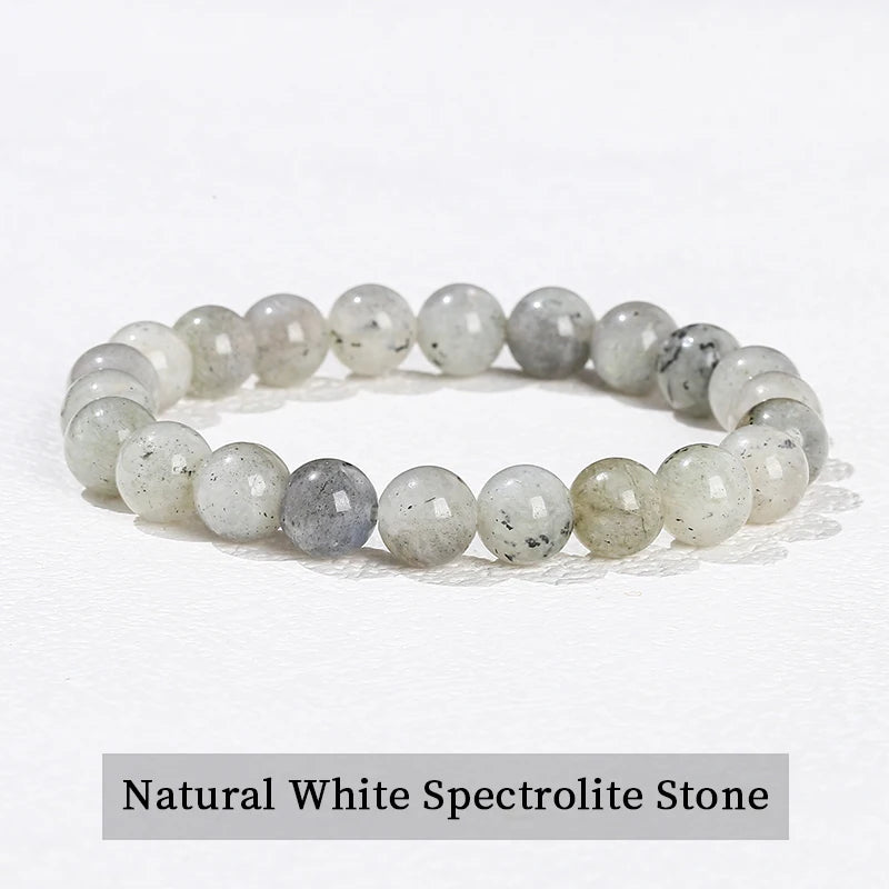 Natural Stone Beaded Bracelet 6/8/10mm — Obsidian Fluorite Quartz Jasper Stretch Yoga Bracelet for Women & Men