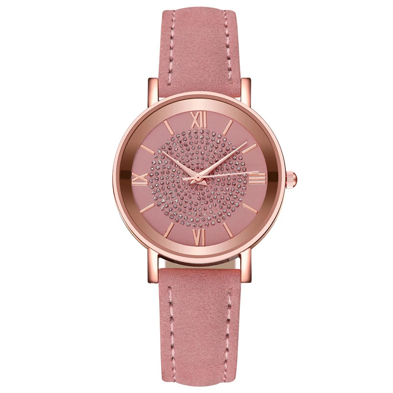 Women's 35mm Arabic Dial Leather Strap Watch - Casual Analog Quartz
