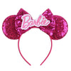 Sequin Snowflake Mouse Ear Headband with 5\" (12.7 cm) Bow – Kids & Adults Festival Party Cosplay Hairband