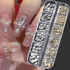Mini Caviar Beads Nail Art 12-Grid Gold and Silver Micro Ball Charms 0.5–3mm (0.02–0.12in) with Magnetic Picker Pen