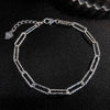 Adjustable 18K Gold-Plated Bracelet with Square Zircon and Rhinestones, Heart Chain for Women