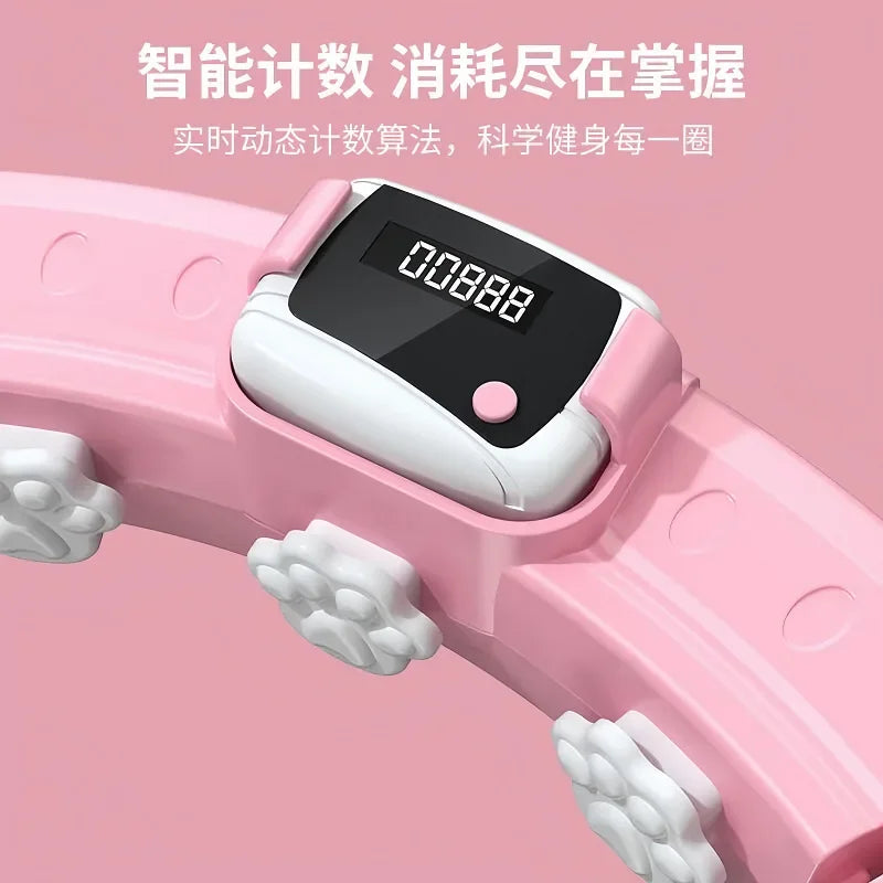 Smart Adjustable Weighted Hula Hoop for Women with Removable Design & Built-in Counter - Waist, Abdomen & Core Fitness