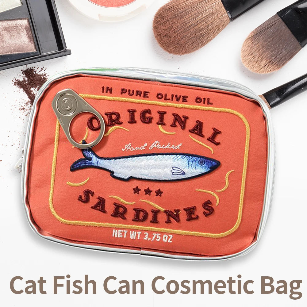 Canned Sardines Women Travel Cosmetic Bag Cute Toiletry Bag Creative Portable Fashion Zipper Multi-function for Weekend Vacation