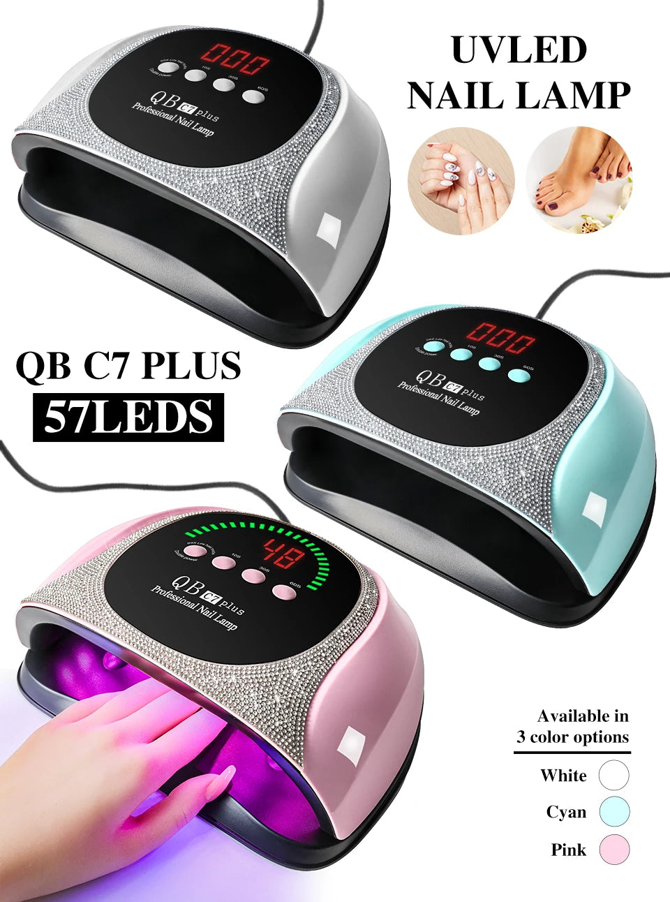 57-LED UV/LED Gel Nail Lamp with LCD Timer, Quick-Dry Curing Light for Gel and Acrylic Manicures
