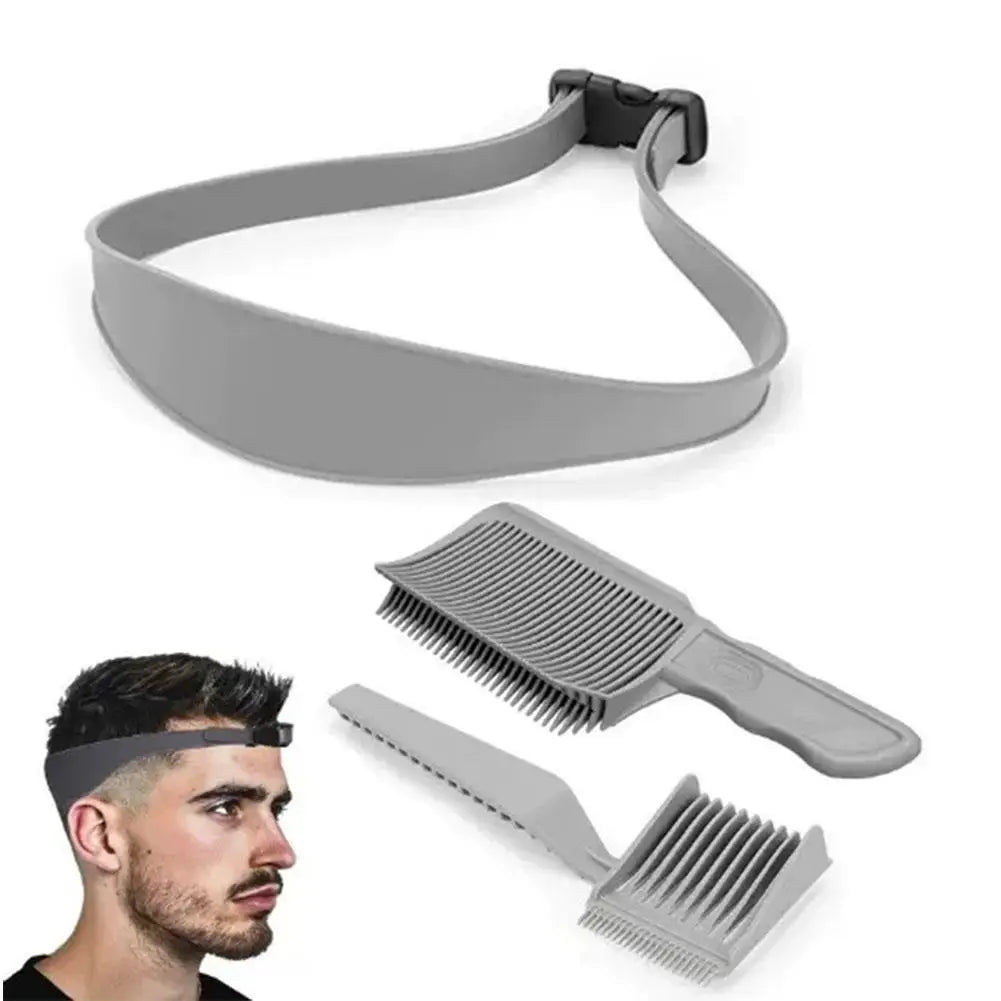 Adjustable Hairline & Neckline Trimming Guide Set – DIY Haircut Template with Silicone Headband & Clipper Comb