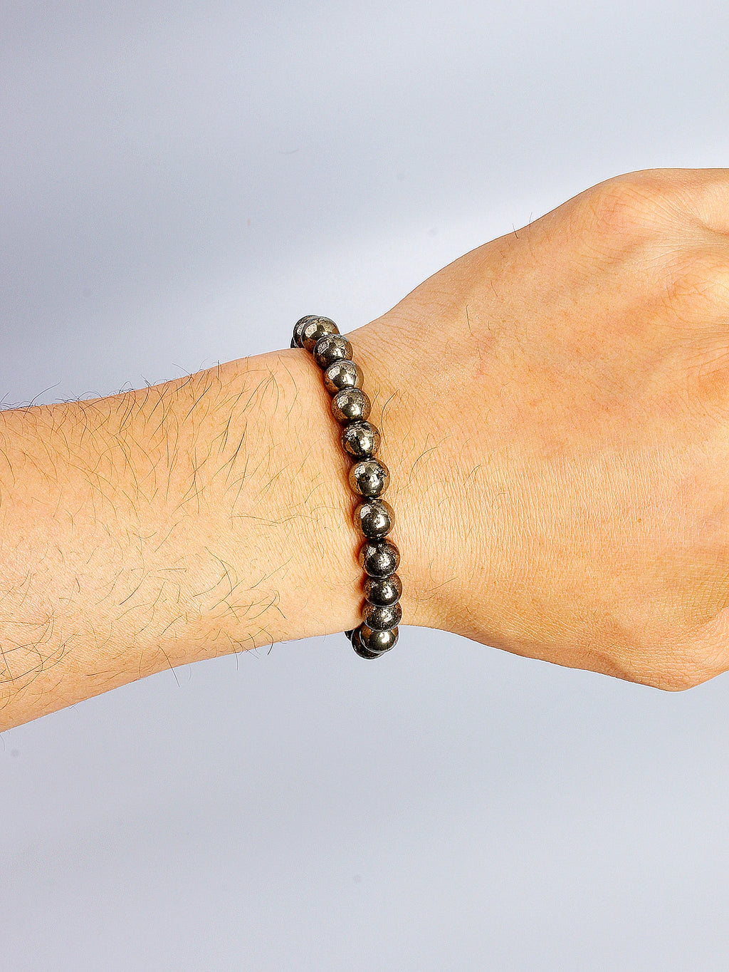 Natural Pyrite Bead Bracelet Unisex Healing Stone Jewelry for Wealth Abundance and Protection
