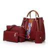 4 Pcs Women's Bag Set Luxury Handbag Large Capacity Bucket Tote Bag Fashion Shoulder Bag Wallet Card Case