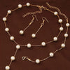 4-Piece Gold-Plated Imitation Pearl Necklace, Earrings & Bracelet Set with Tassel – Classic Party Jewelry for Women