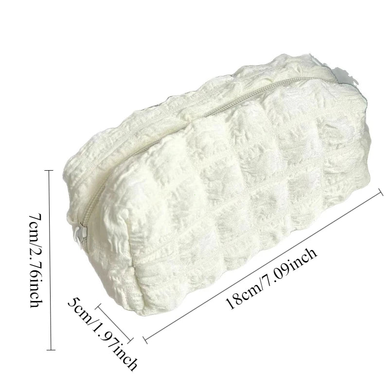 Solid Color Pillow Makeup Bag – Zipper Cosmetic Pouch & Pencil Case Polyester Travel Organizer