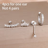 4-Piece 8mm Gold-Tone Stainless Steel Huggie Hoop Earrings Set with Cubic Zirconia Flower Studs