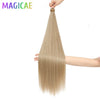 3-Pack 28-Inch (71 cm) Straight Crochet Braids Synthetic Hair Extensions High-Temperature Ombre Blonde Brown Gray