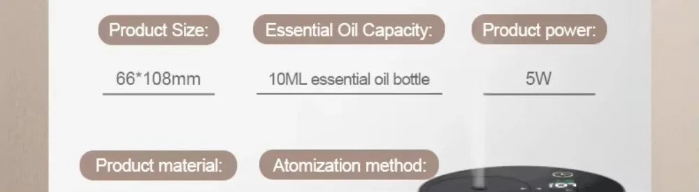 Rechargeable Portable Essential Oil Diffuser — Mini Electric Scent Air Freshener for Home, Office & Car