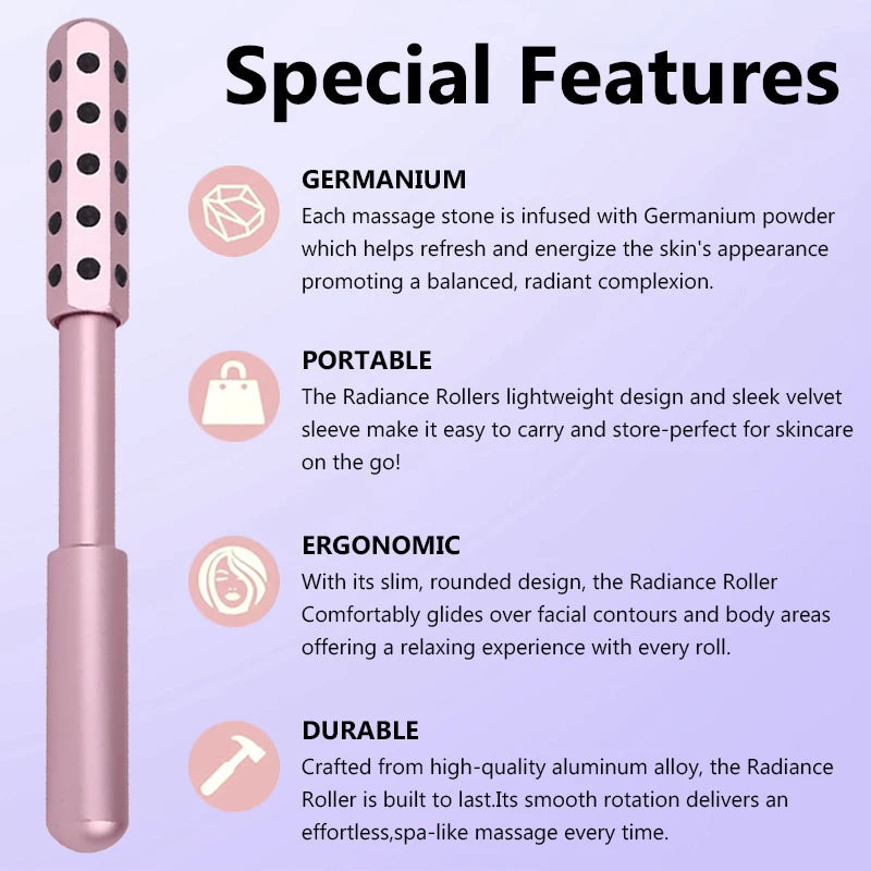 24 Germanium Face Massage Stick – Acupoint Roller Facial Massager & Gua Sha Tool for Women