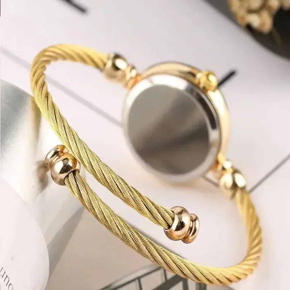 Gold Bangle Bracelet Watch for Women – Small Stainless Steel Quartz Ladies Wristwatch