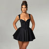 Mingmingxi Yellow A-Line Lace-Up Mini Dress - Sleeveless V-Neck Cutout Summer Party & Holiday Dress