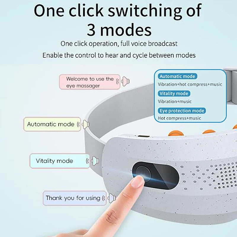 Bluetooth Hot Compress Eye Massager - Acupoint Eye Massage Mask with Vibration, Heat & Music for Fatigue Relief and Better Sleep