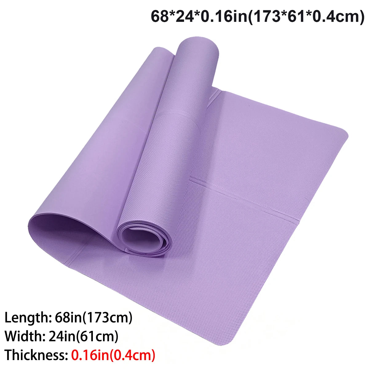 4mm EVA Yoga Mat 173 x 61 cm (68 x 24 in) Foldable Non-Slip Exercise Pilates Gym Mat