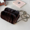 Mink Fur Shoulder Bag Plush Luxury Crossbody Chain Underarm Bag for Women