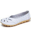 Women's Plus Size PU Leather Loafers – Hollow Breathable Flat Casual Shoes (Sizes 3.5–16 / 22–28.5 cm)