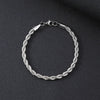 Stainless Steel Twisted Rope Chain Bracelet - Unisex Gold Tone 2–6mm (0.08–0.24 in) Lobster Clasp