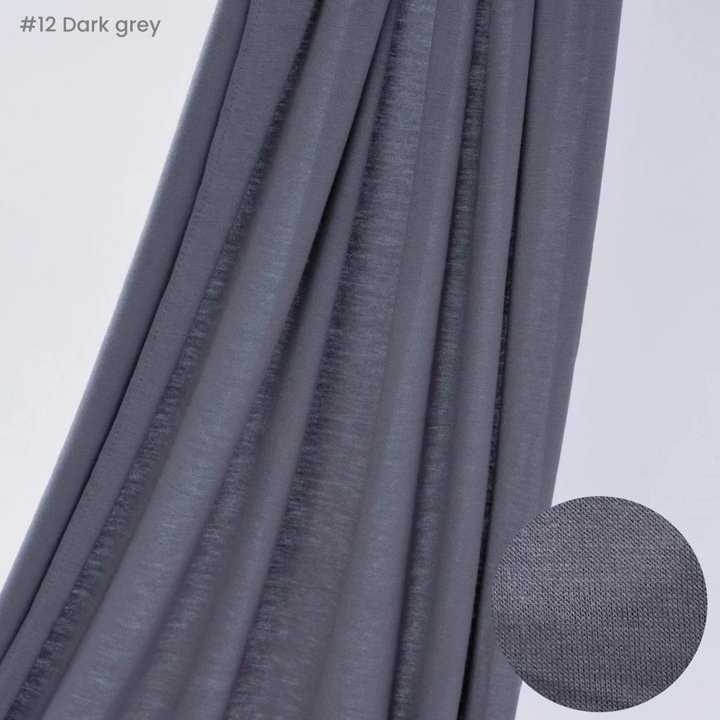 Jersey Hijab Scarf 170 x 60 cm (67 x 24 in) - Stretchy Cotton-Spandex Long Shawl | 29 Solid Colors Muslim Headscarf Turban Wrap