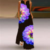 Women's Vintage Printed Boho Maxi Dress - V-Neck Sleeveless A-Line Summer Beach & Party Dress