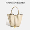 MENDY Women's Genuine Cowhide Leather Bucket Bag Large – Luxury Leather Tote Handbag Shoulder & Crossbody