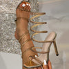 Crystal Ankle-Strap Slingback Sandals for Women Open Toe Stiletto Heels 8cm (3.15 in) Party Prom