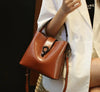 Genuine Oil-Wax Cowhide Bucket Bag for Women, Large Capacity Casual Crossbody Shoulder Tote