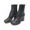 Split-Toe Leather Tabi Ankle Boots for Women - Chunky Round High Heel, Autumn/Winter
