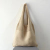 Crochet Knitted Braid Top-Handle Tote – Hollow Woven Shopper in Black or Khaki