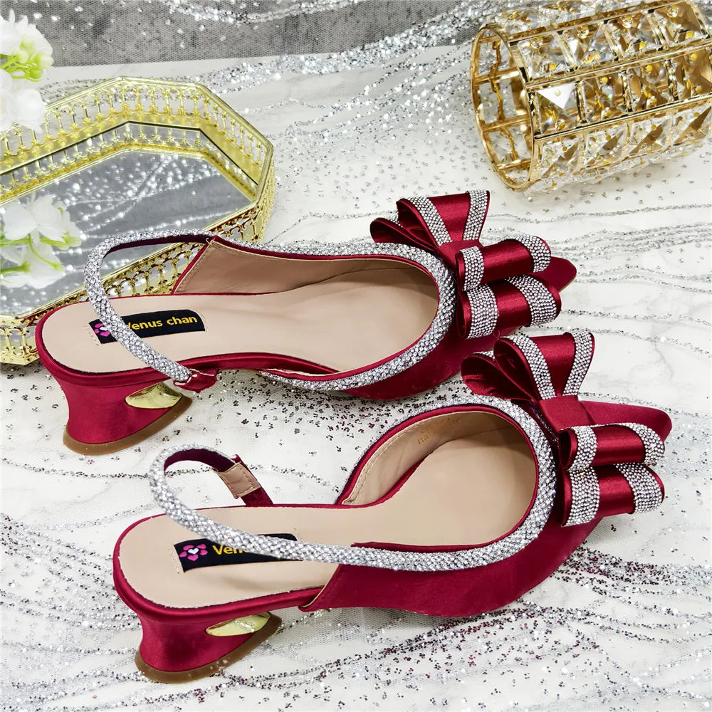Elegant African-Inspired High Heel Chain Slingback Sandals for Women – Party & Wedding Pumps