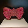 Rhinestone Bow Evening Clutch Minaudiere - Sparkling Bridal Wedding Bag 18 cm (7.1 in) with Chain